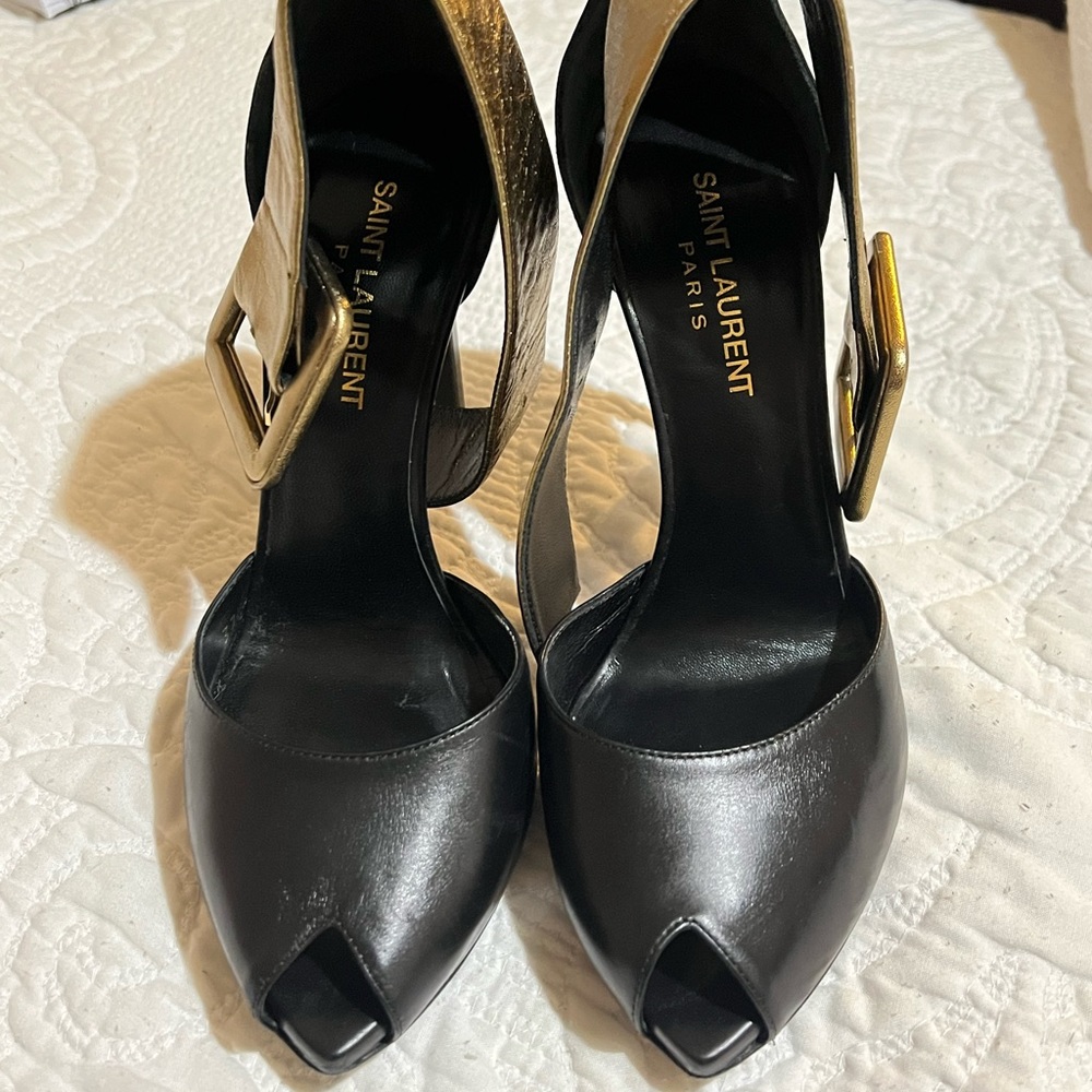 Saint Laurent Paris Black Leather Heels